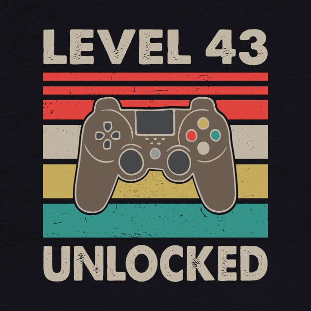 Level 43 Unlocked - 1977 43rd Birthday Gift Men & Women by Merchofy